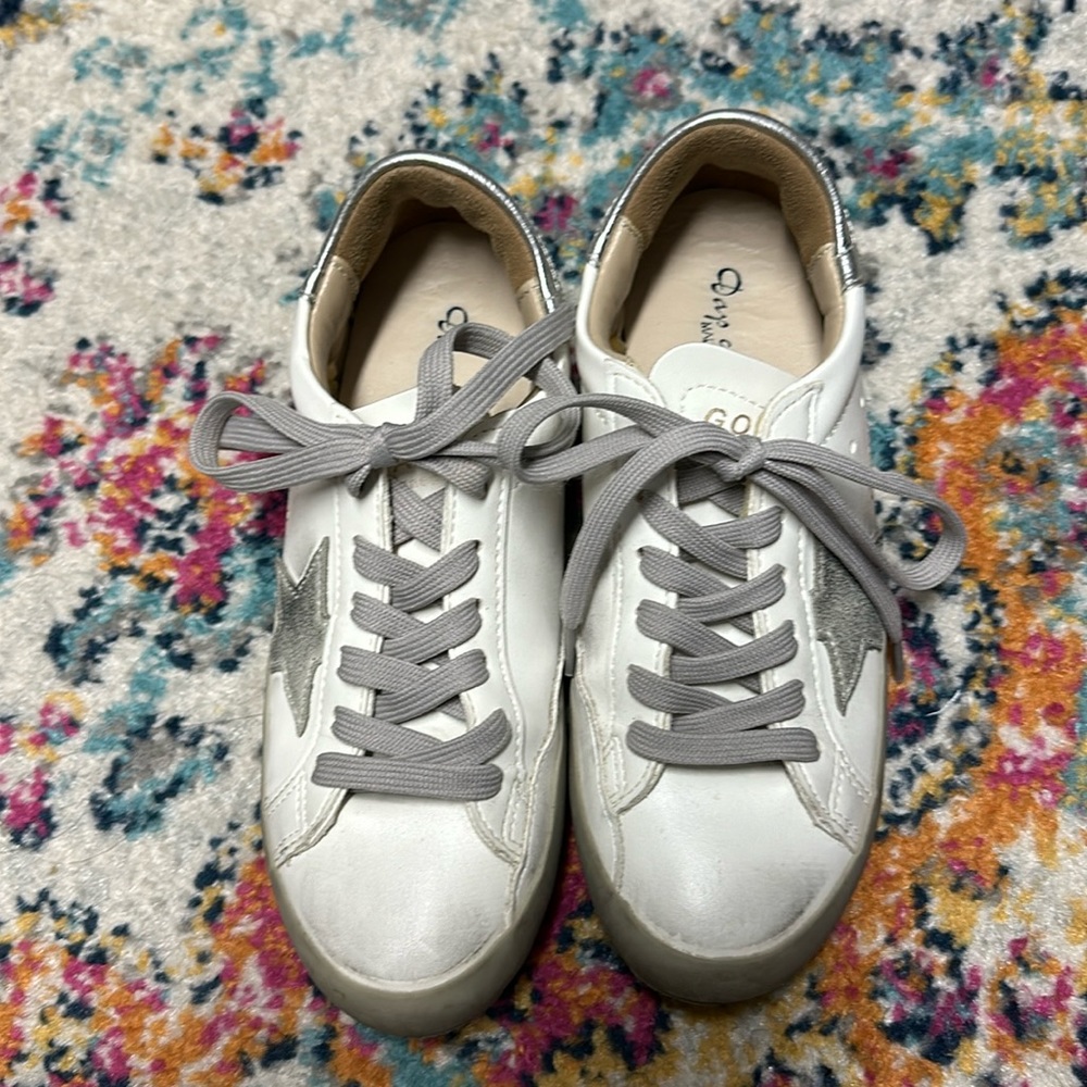 Gold Star white leather shoes